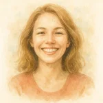 улыбается женщина в акварель
